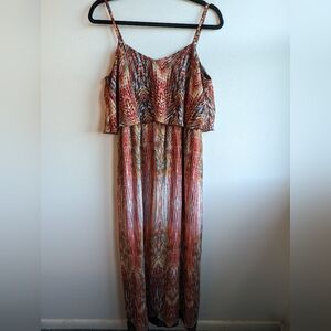 Love Reign Maxi Dress brown and pink size large